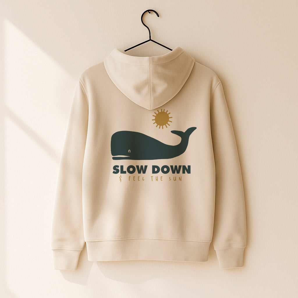 Sperm Whale Eco-friendly Hoodie · Slow Down