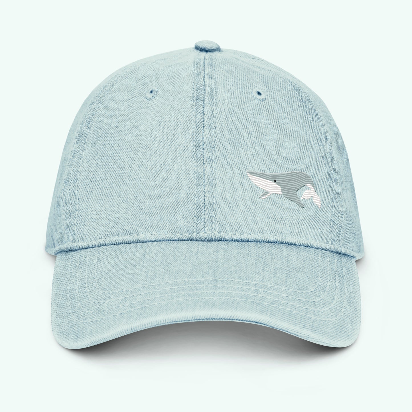 Blue Whale Embroidered Denim Hat