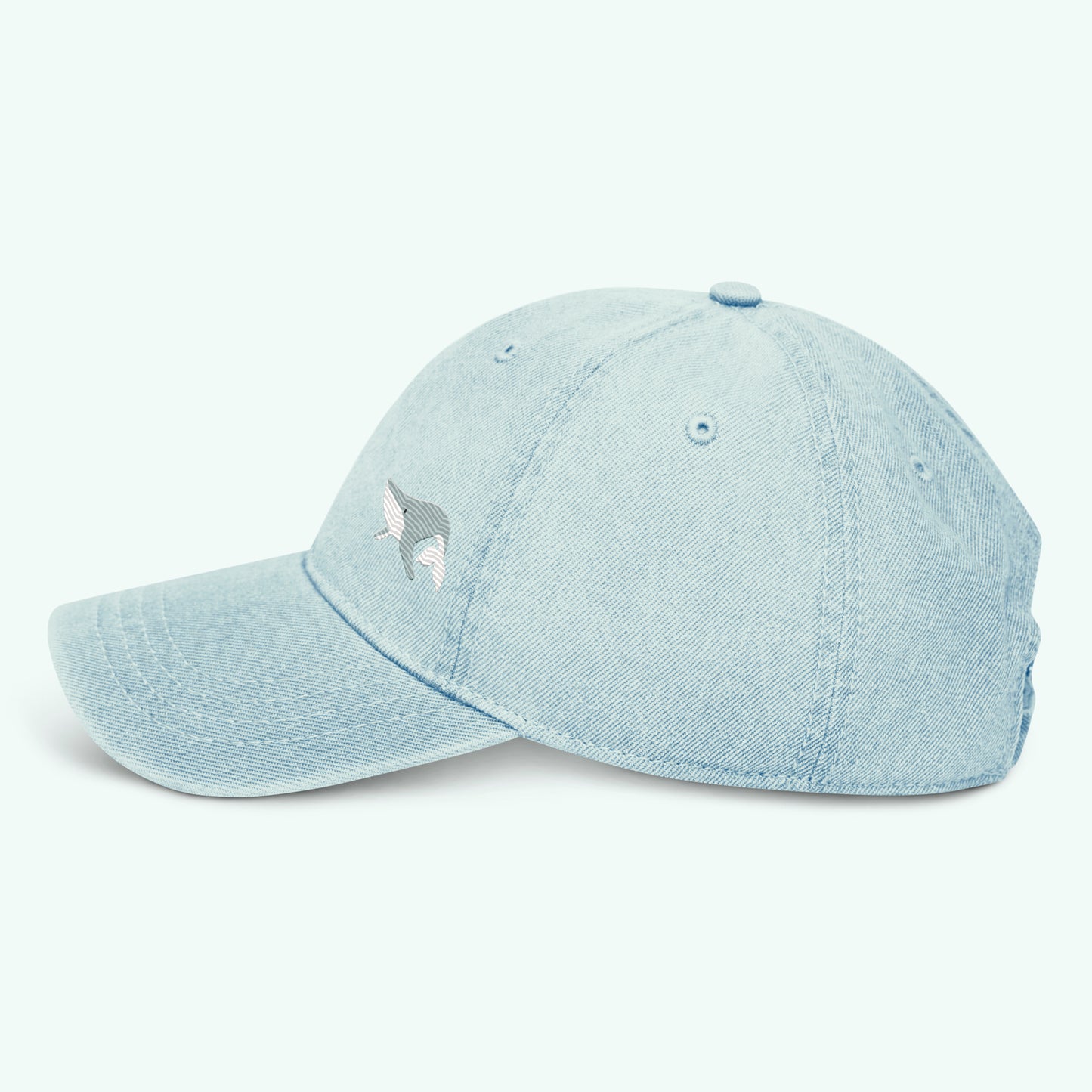 Blue Whale Embroidered Denim Hat