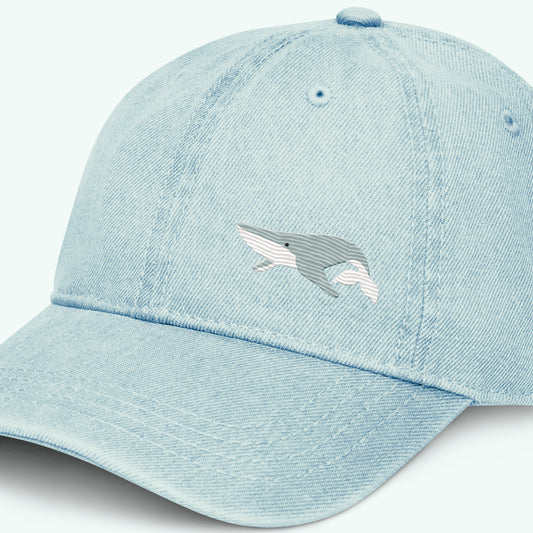 Blue Whale Embroidered Denim Hat