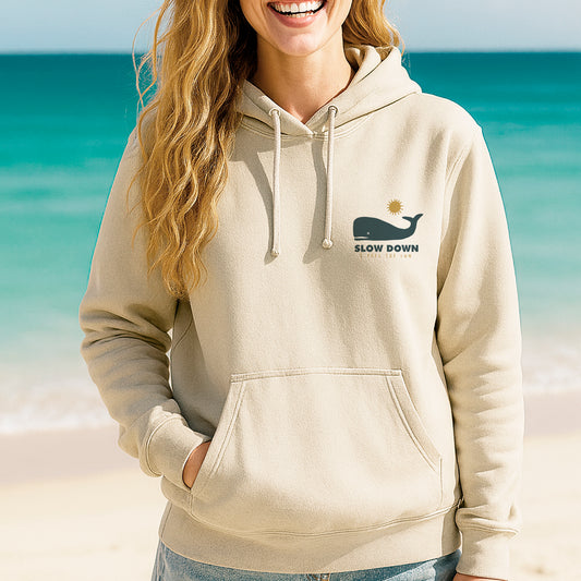 Sperm Whale Eco-friendly Hoodie · Slow Down