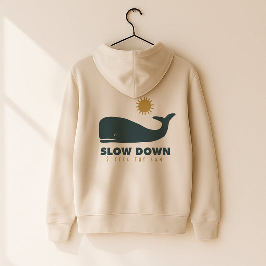 Sperm Whale Eco-friendly Hoodie · Slow Down