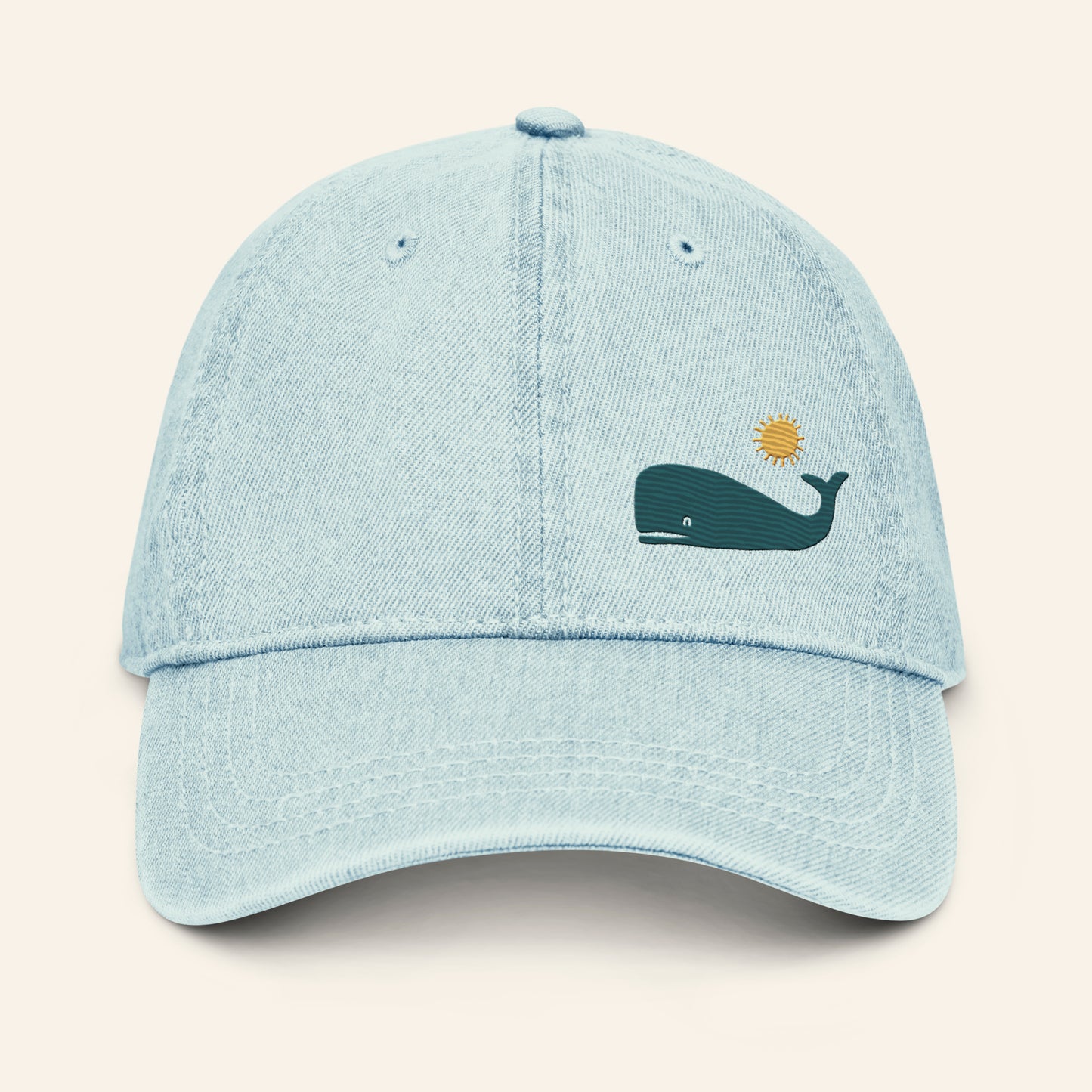 Sperm Whale Embroidered Denim Cap