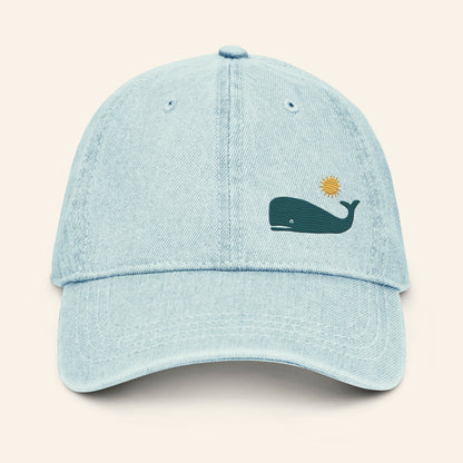Sperm Whale Embroidered Denim Cap