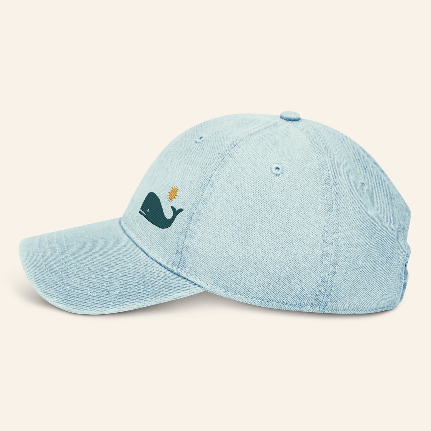Sperm Whale Embroidered Denim Cap