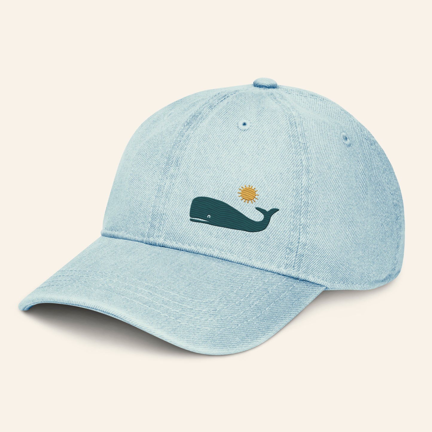 Sperm Whale Embroidered Denim Cap
