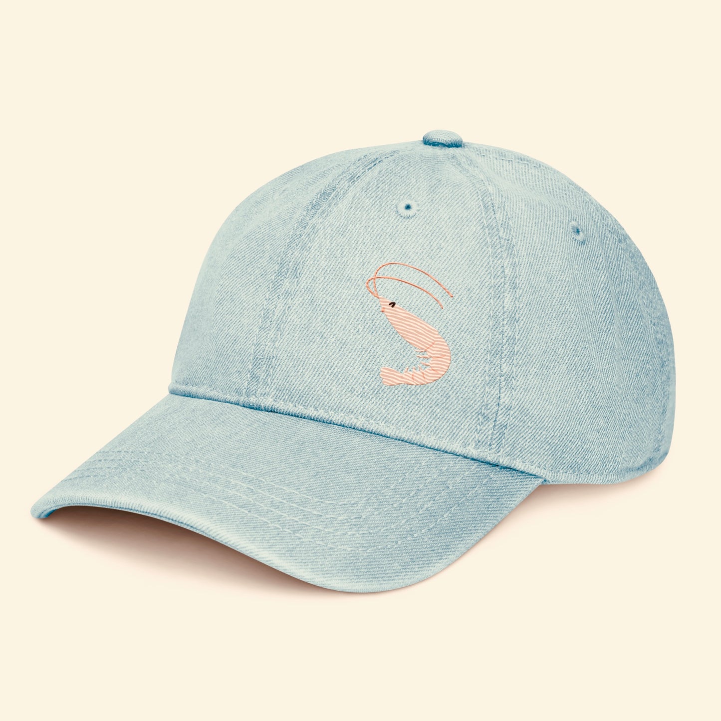 Shrimp Embroidered Denim Hat
