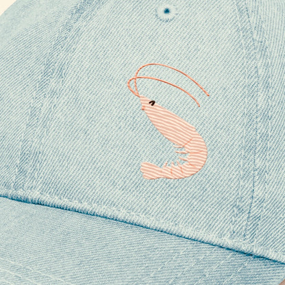 Shrimp Embroidered Denim Hat