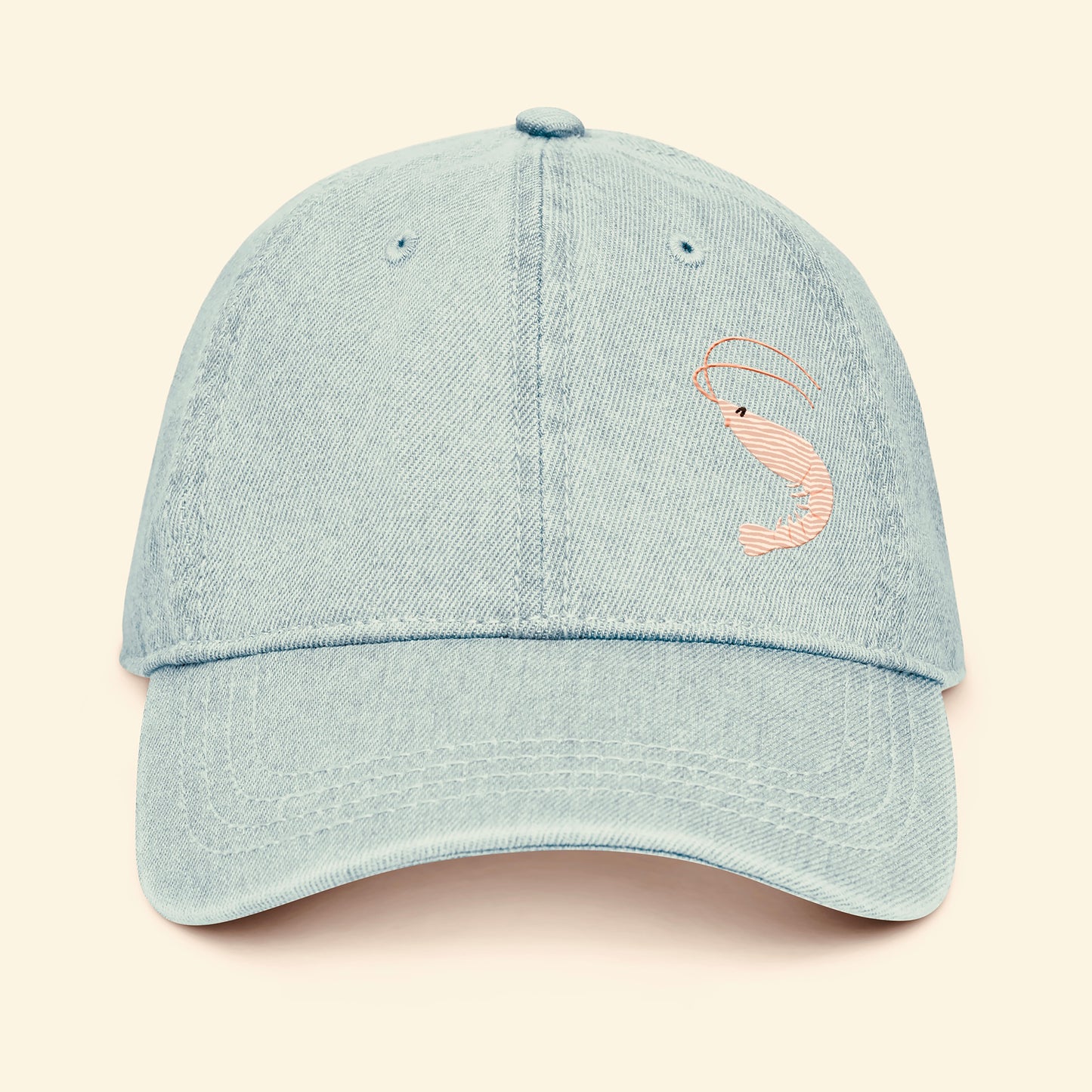 Shrimp Embroidered Denim Hat