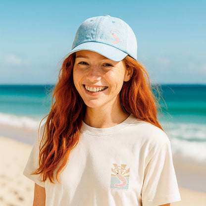 Shrimp Embroidered Denim Hat